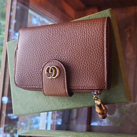 Gucci Leather Bamboo GG Marmont Compact Wallet (SHF-rHKdCk) - Picture 2 of 3